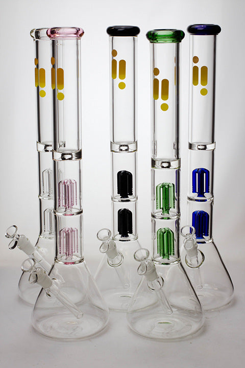 21" Infyniti 7 mm thickness dual 4-arm glass water bong- - One Wholesale