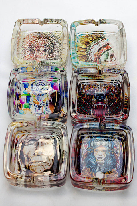 Square glass ashtray Glass Ashtray ONE Native Indian