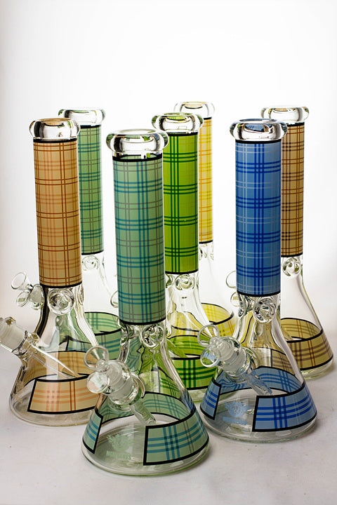 14" MGM glass 7 mm check pattern glass bong- - One Wholesale