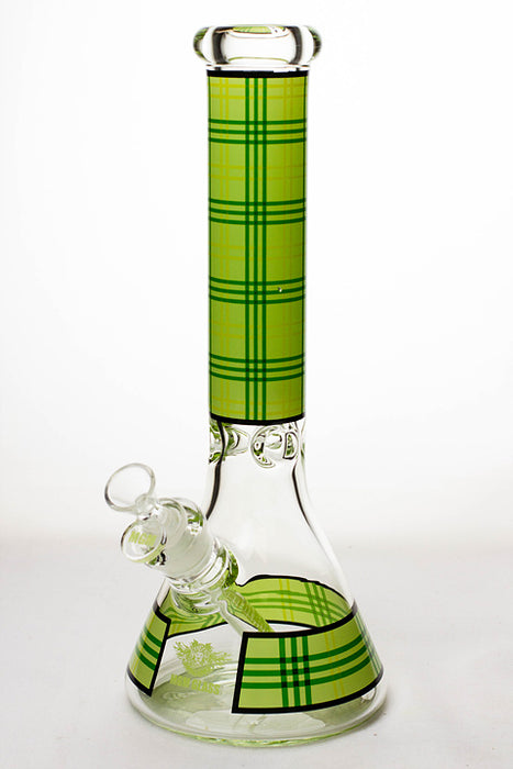 14" MGM glass 7 mm check pattern glass bong-Green - One Wholesale