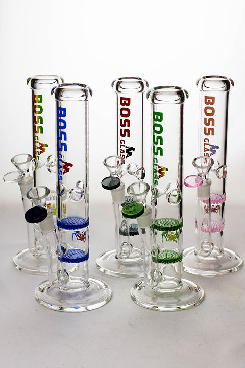 10" Boss dual flat honeycomb diffuser glass bongs- - One Wholesale