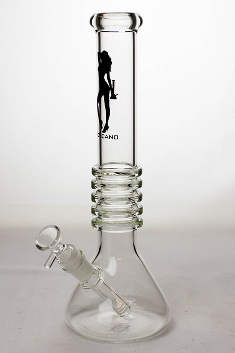 12" Volcano 5-ring beaker glass water bong-Clear - One Wholesale