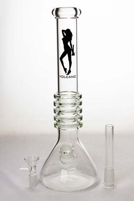 12" Volcano 5-ring beaker glass water bong- - One Wholesale