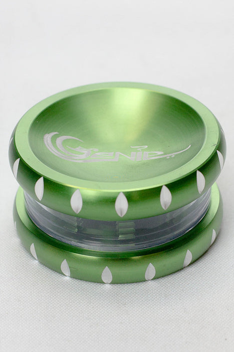 2 parts Genie aluminium herb grinder - Concave-Green - One Wholesale