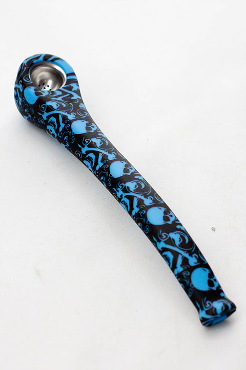 9" Silicone graphic hand pipe with metal bowl Silicone Pipe ONE F