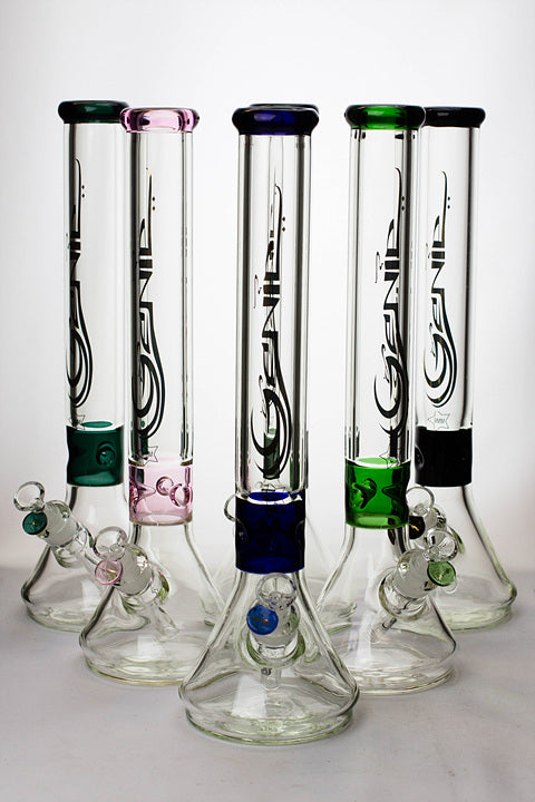 17.5" Genie 9mm color accented classic beaker bong Glass Bong ONE