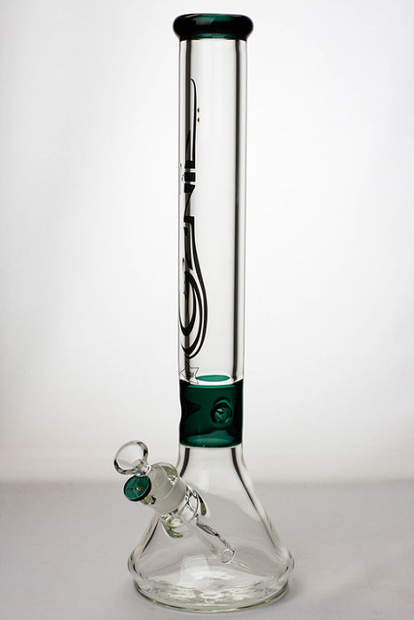 17.5" Genie 9mm color accented classic beaker bong-Teal - One Wholesale