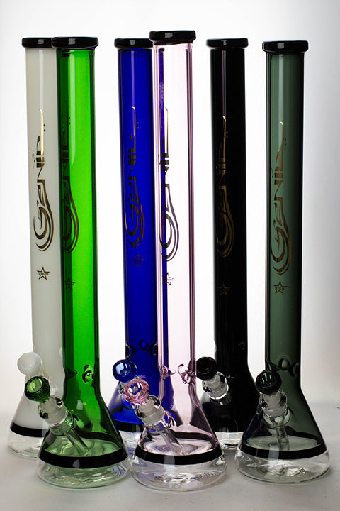 24" Genie 7 mm color-tube and clear-bottom beaker water bong Glass Bong ONE