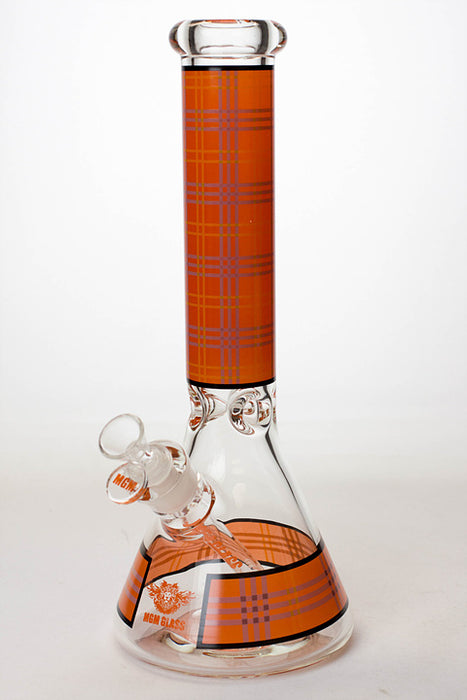 14" MGM glass 7 mm check pattern glass bong-Tangerine - One Wholesale