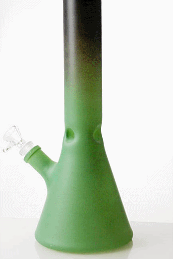 14" Infyniti 9mm  Two tone frosted glass beaker water bong- - One Wholesale