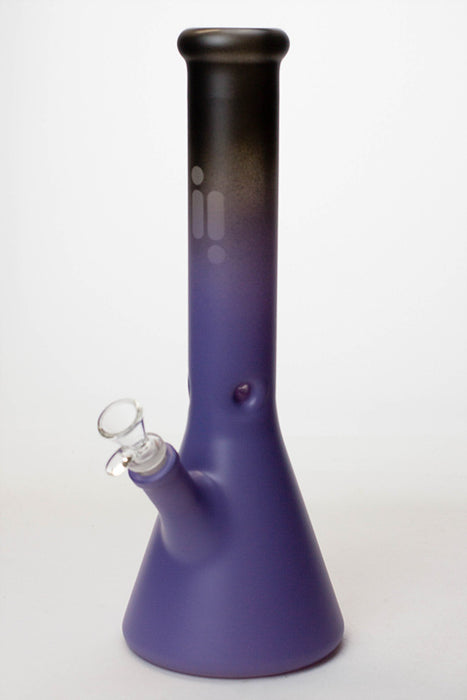 14" Infyniti 9mm  Two tone frosted glass beaker water bong-Purple - One Wholesale