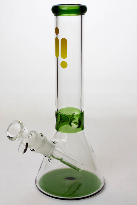 10" Infyniti color accented beaker glass water bong-Green - One Wholesale