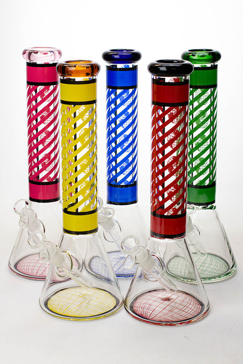14" stripe 7 mm glass beaker water bong Glass Bong ONE