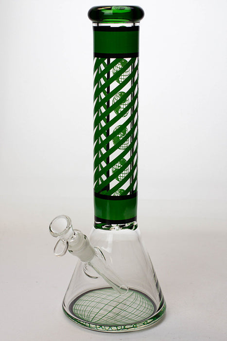 14" stripe 7 mm glass beaker water bong-Green - One Wholesale