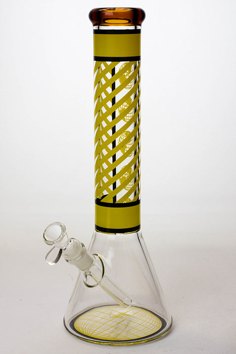 14" stripe 7 mm glass beaker water bong-Yellow - One Wholesale
