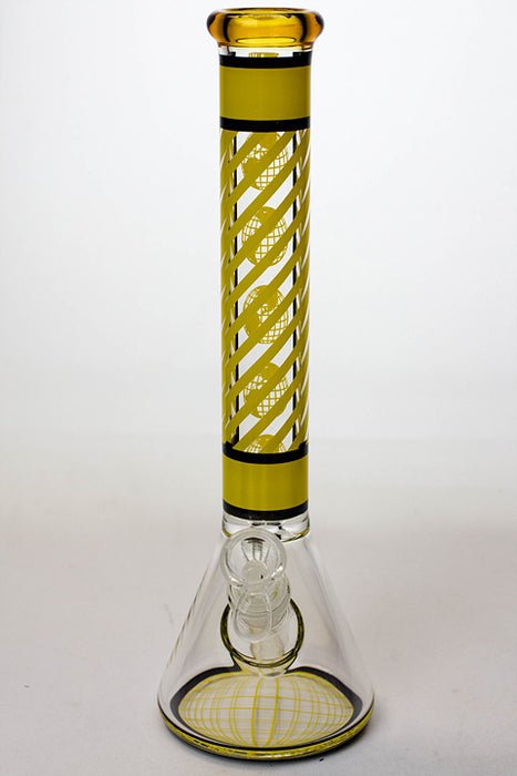 12" stripe glass beaker water bong- - One Wholesale