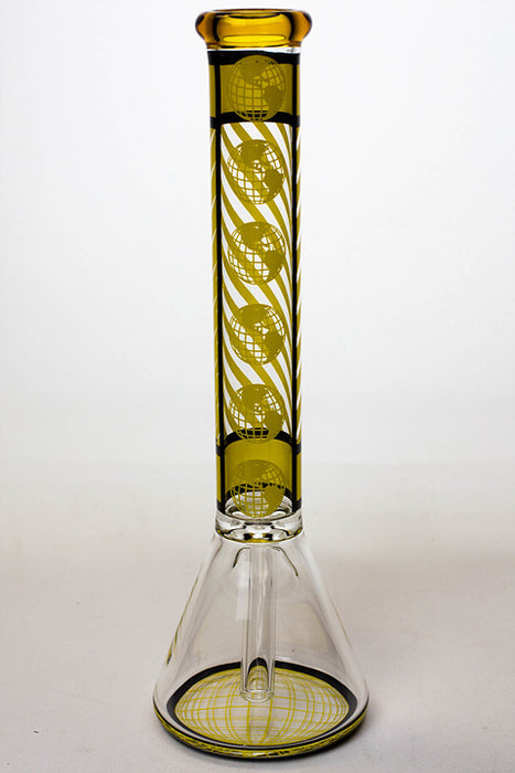 12" stripe glass beaker water bong- - One Wholesale