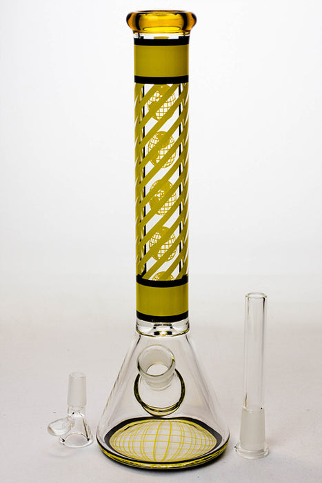 12" stripe glass beaker water bong- - One Wholesale