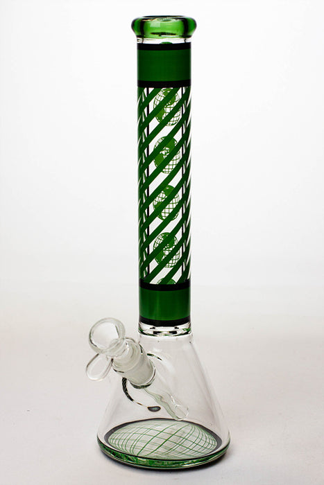 12" stripe glass beaker water bong-Green - One Wholesale