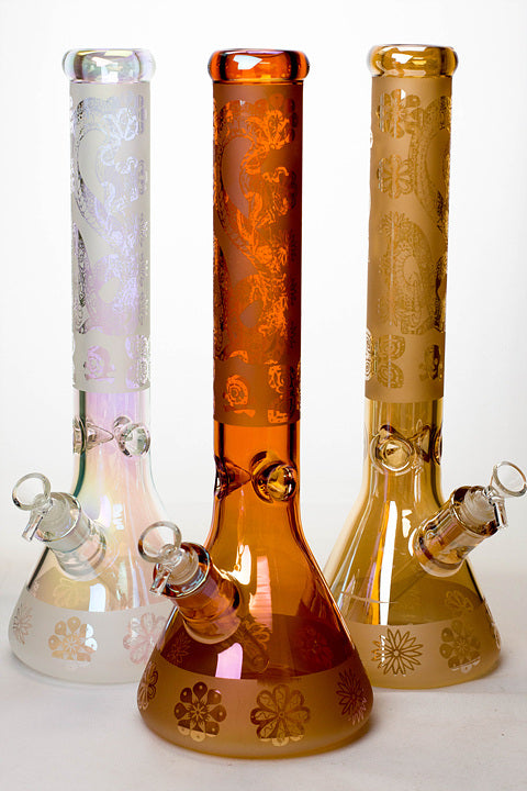 16" Metallic 7 mm sandblasted glass beaker bong Glass Bong ONE