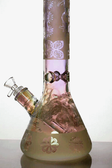 16" Metallic 7 mm sandblasted glass beaker bong Glass Bong ONE