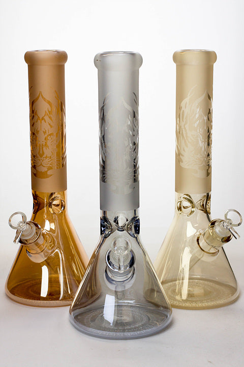 14" Metallic 7 mm sandblasted glass beaker water bong Glass Bong ONE