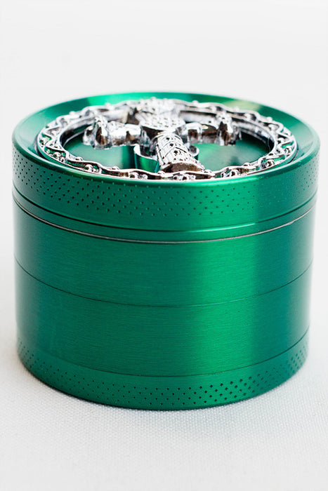 4 parts color grinder with a decoration lid-Green - One Wholesale