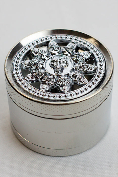 4 parts color grinder with a decoration lid-Silver - One Wholesale