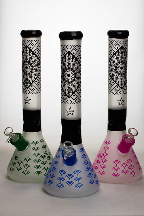 15.5" Genie 9 mm thick sandblasted glass beaker water bong Glass Bong ONE