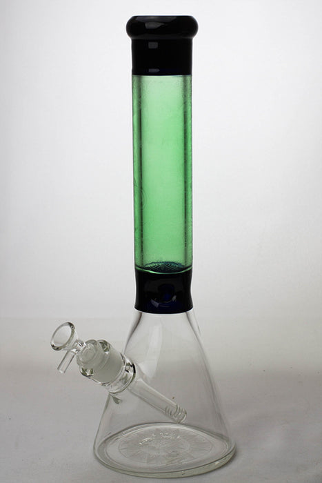 15" Genie 9 mm sandblasted artwork glass water bong-Green - One Wholesale