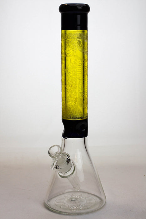 15" Genie 9 mm sandblasted artwork glass water bong-Yellow - One Wholesale