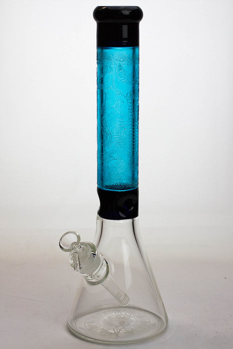 15" Genie 9 mm sandblasted artwork glass water bong-Blue - One Wholesale