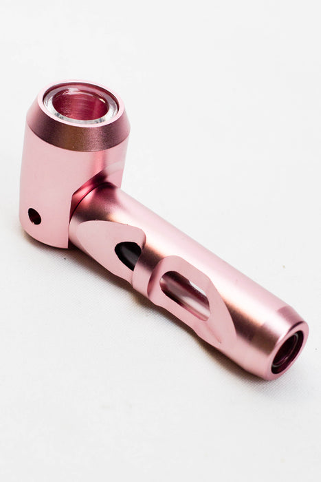 Inserted-glass Aluminum hand pipe-Pink - One Wholesale