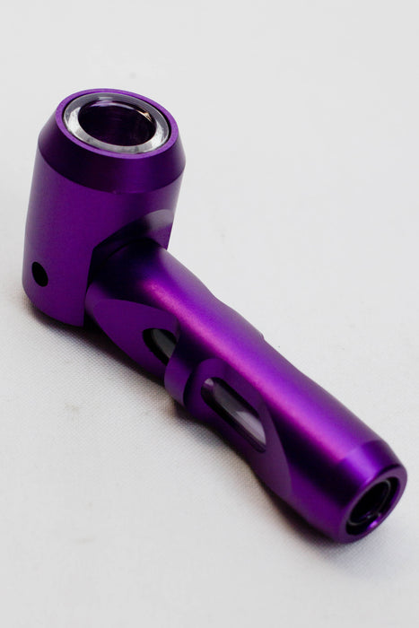 Inserted-glass Aluminum hand pipe-Purple - One Wholesale