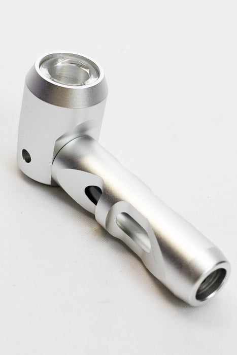 Inserted-glass Aluminum hand pipe-Silver - One Wholesale
