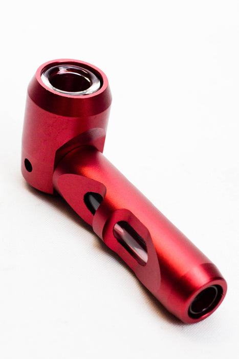 Inserted-glass Aluminum hand pipe-Red - One Wholesale