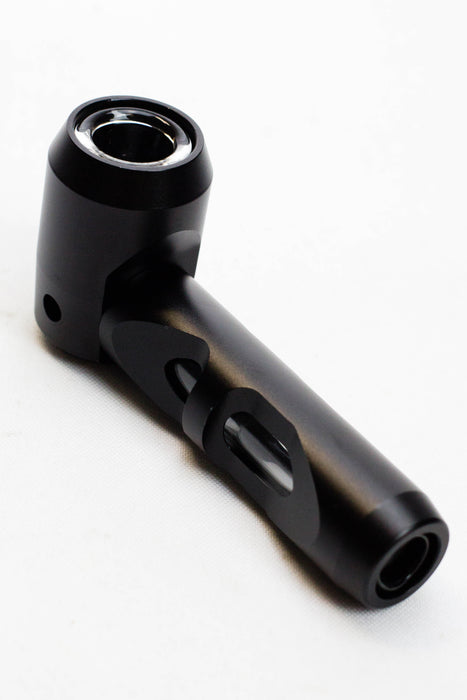 Inserted-glass Aluminum hand pipe-Black - One Wholesale