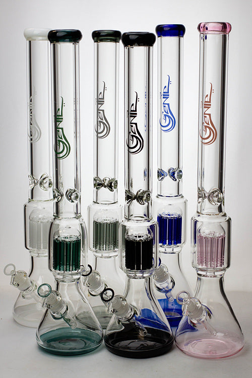 23" Genie 12-arm  9 mm colored bottom glass water bong- - One Wholesale