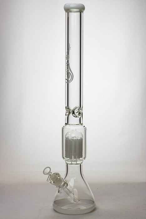 23" Genie 12-arm  9 mm colored bottom glass water bong-White - One Wholesale