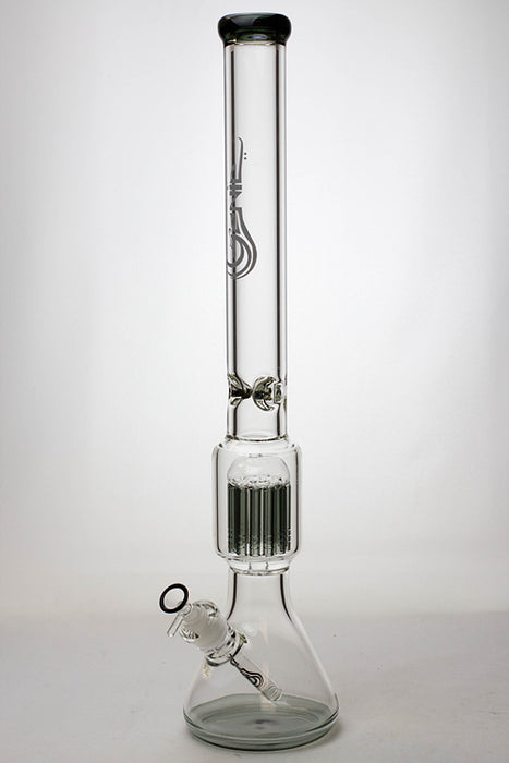 23" Genie 12-arm  9 mm colored bottom glass water bong-Smoke - One Wholesale