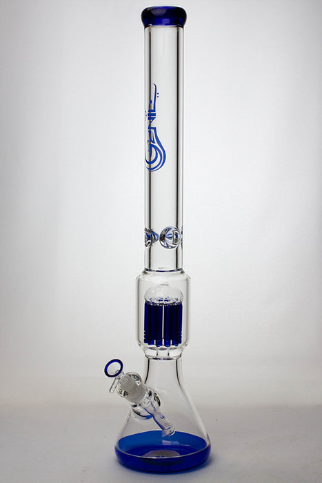 23" Genie 12-arm  9 mm colored bottom glass water bong-Blue - One Wholesale
