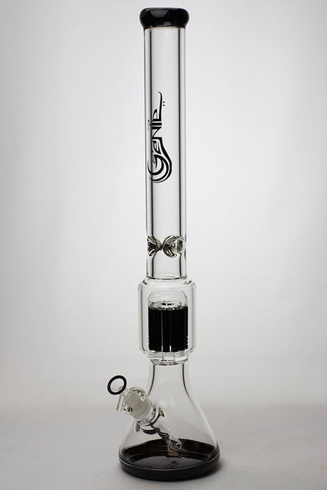 23" Genie 12-arm  9 mm colored bottom glass water bong-Black - One Wholesale