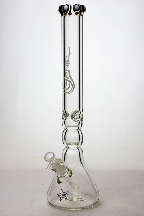 19.5" Genie 9 mm curved shaft glass beaker bong-White - One Wholesale