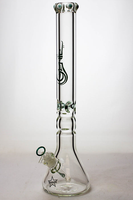 19.5" Genie 9 mm curved shaft glass beaker bong-Teal - One Wholesale