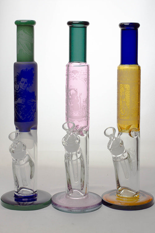 16" Two tone sandblasted graphic glass bong Glass Bong ONE