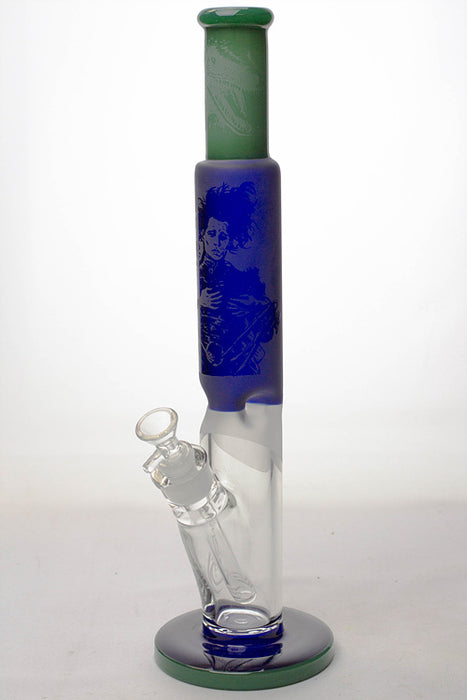 16" Two tone sandblasted graphic glass bong-A - One Wholesale