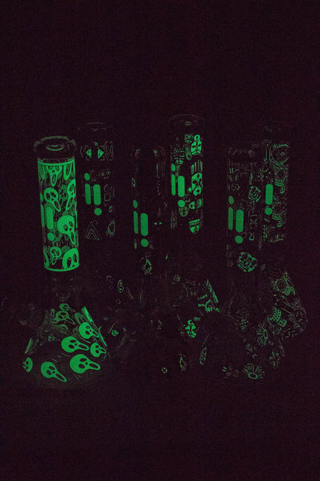 14" Infyniti Glow in the dark 7 mm glass water bong- - One Wholesale