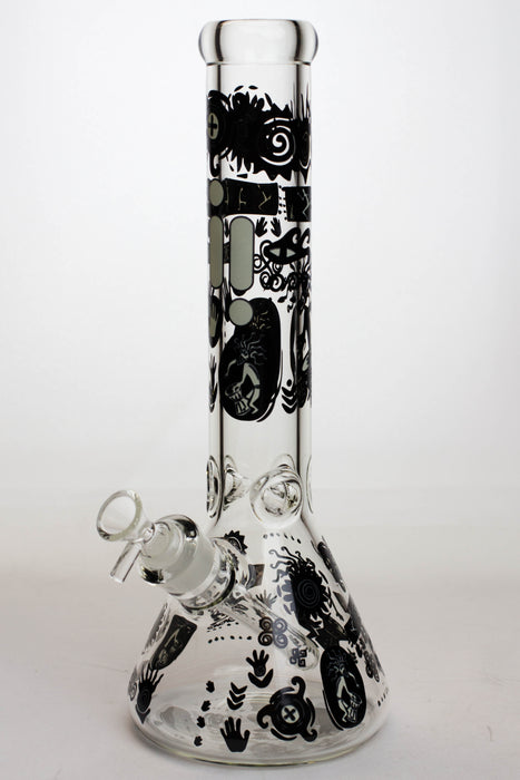 14" Infyniti Glow in the dark 7 mm glass water bong-E - One Wholesale