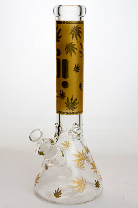 14" Infyniti leaf 7 mm glass water bong-Gold - One Wholesale