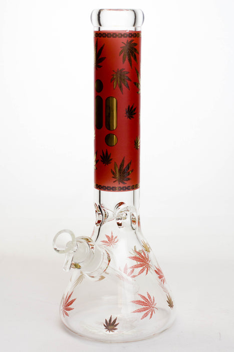 14" Infyniti leaf 7 mm glass water bong-Red - One Wholesale